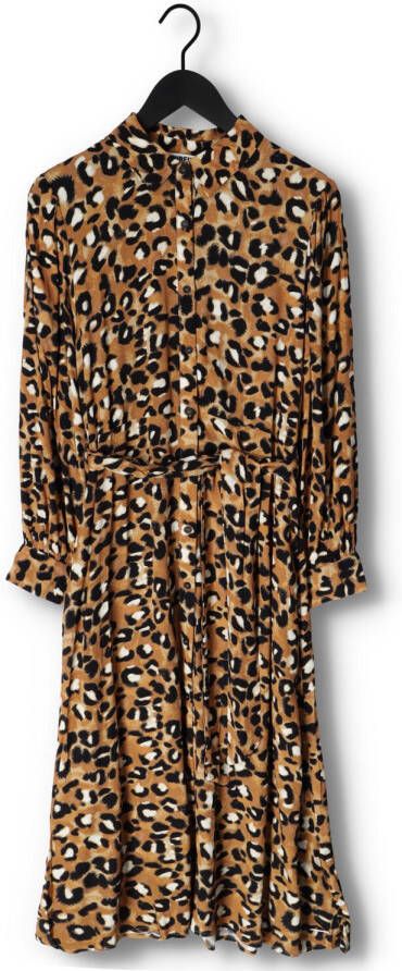 COLOURFUL REBEL Dames Jurken Kera Leopard Maxi Shirt Dress Bruin