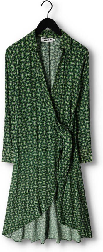 COLOURFUL REBEL Dames Jurken Lea Graphic Wrap Midi Dress Groen