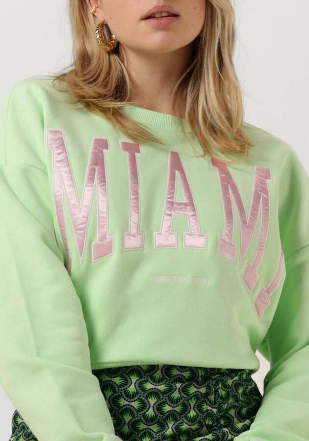 Colourful rebel Lime Trui Miami Patch Cropped Sweat