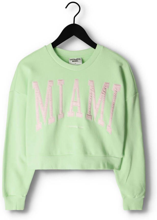 Colourful rebel Lime Trui Miami Patch Cropped Sweat