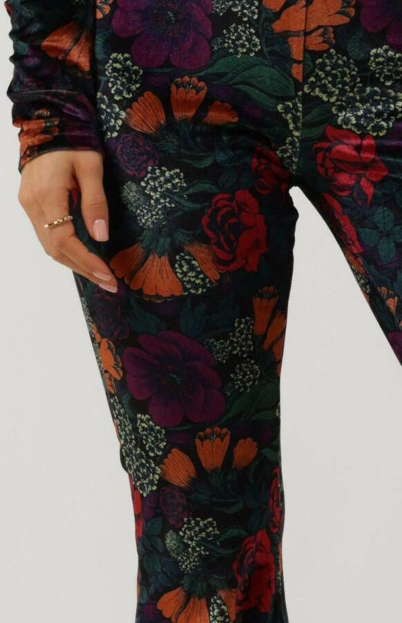 Colourful rebel Multi Flared Broek Jolie Big Flower Velvet Flare Pants