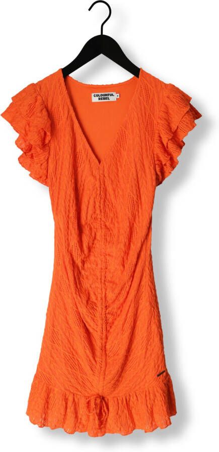 Colourful rebel Oranje Mini Jurk Zorah Broderie Dress