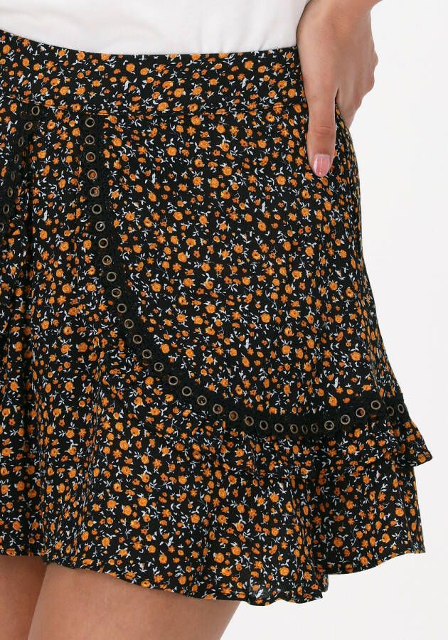 COLOURFUL REBEL Dames Rokken Maud Small Floral Mini Ruffle Skirt Oranje