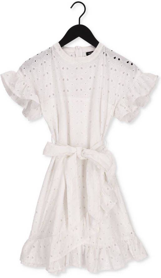 COLOURFUL REBEL Dames Jurken Jagger Broderie Anglaise Ruffle Mini Dress Wit