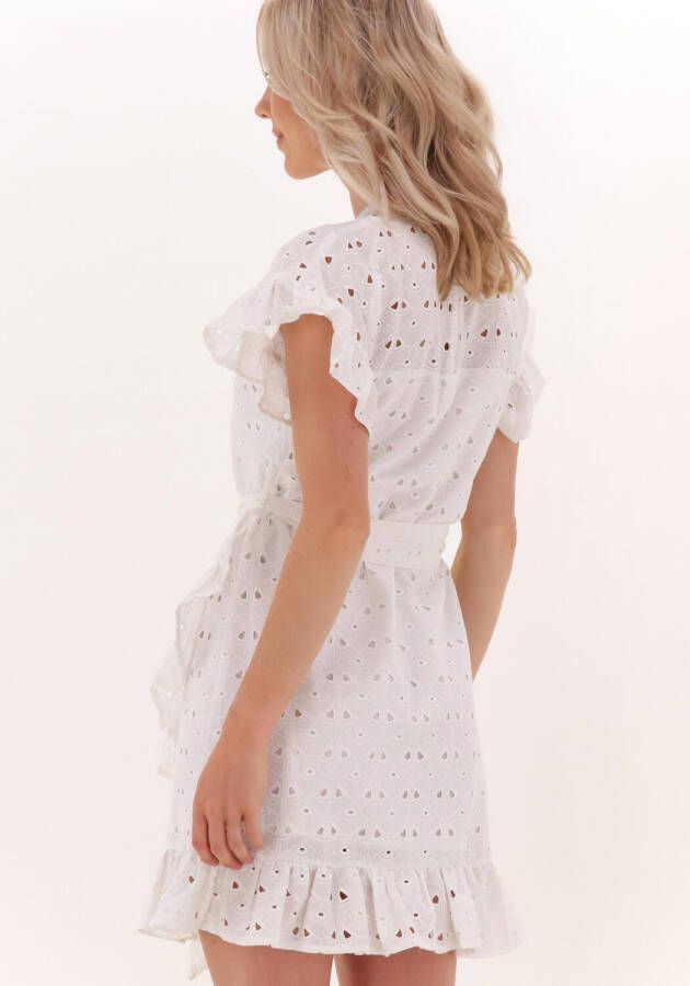 COLOURFUL REBEL Dames Jurken Jagger Broderie Anglaise Ruffle Mini Dress Wit