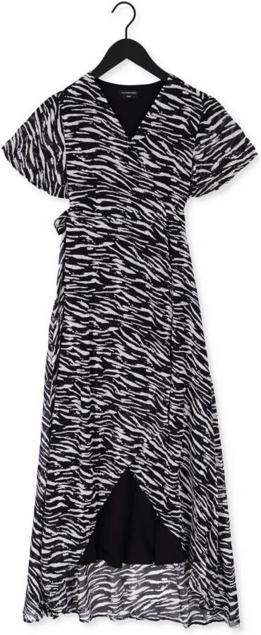COLOURFUL REBEL Dames Jurken Felin Zebra Maxi Wrap Dress Zwart