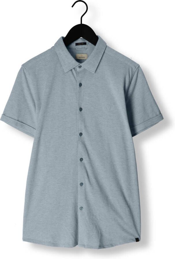 DSTREZZED Heren Overhemden Shirt Melange Pique Blauw