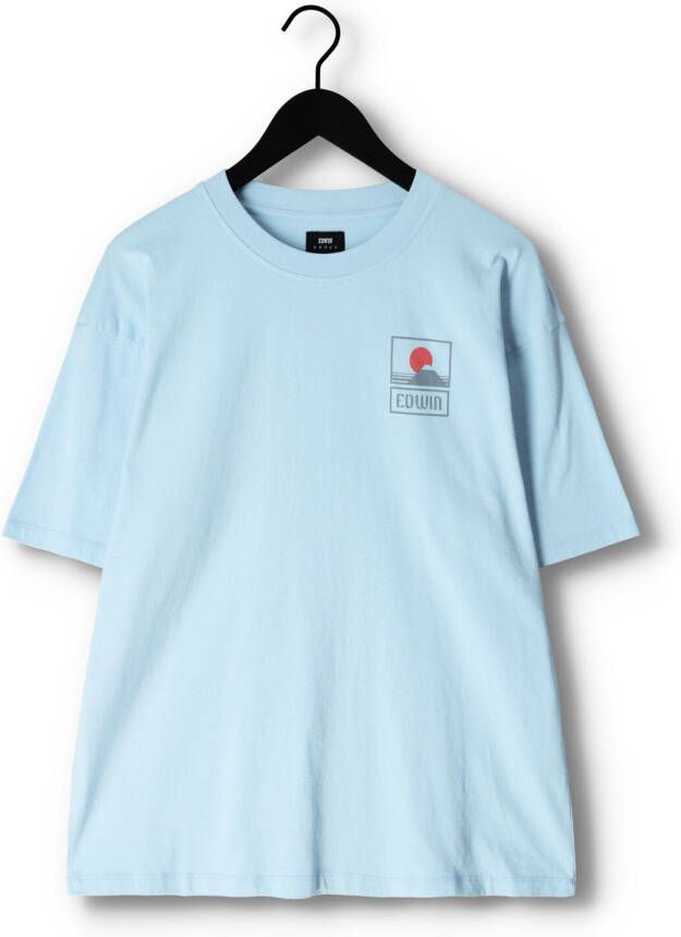 EDWIN Heren Polo's & T-shirts Sunset On Mt Fuji Ts Single Jersey Lichtblauw
