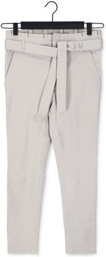 EST'SEVEN Dames Broeken Est'paper Bag Stretch Leather Gebroken Wit