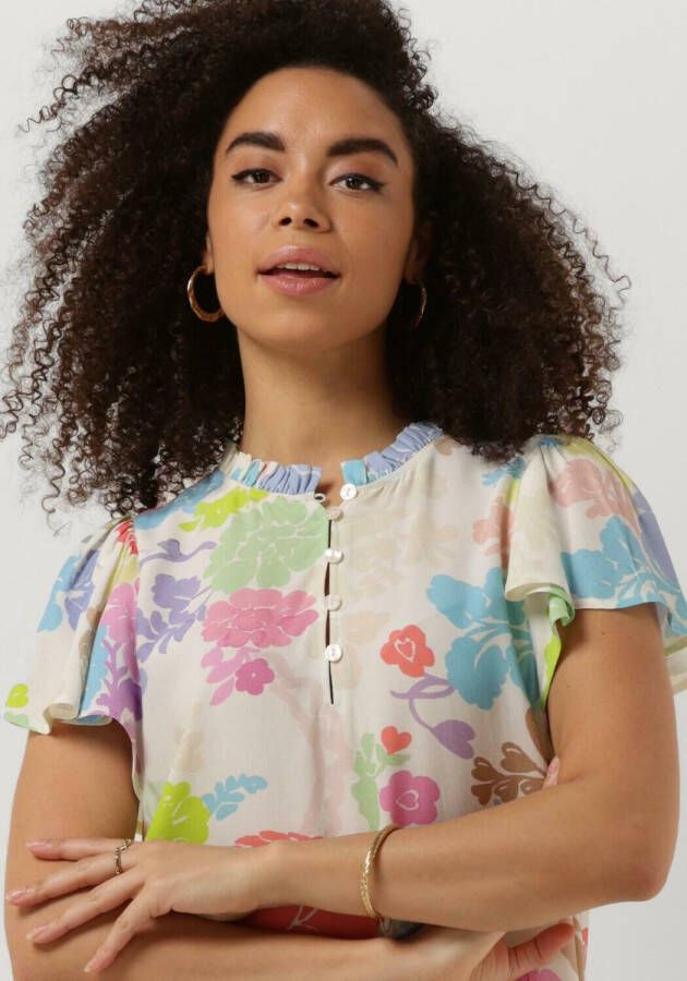 Fabienne Chapot Top met vlindermouwen en ruchekraag Multicolor Dames