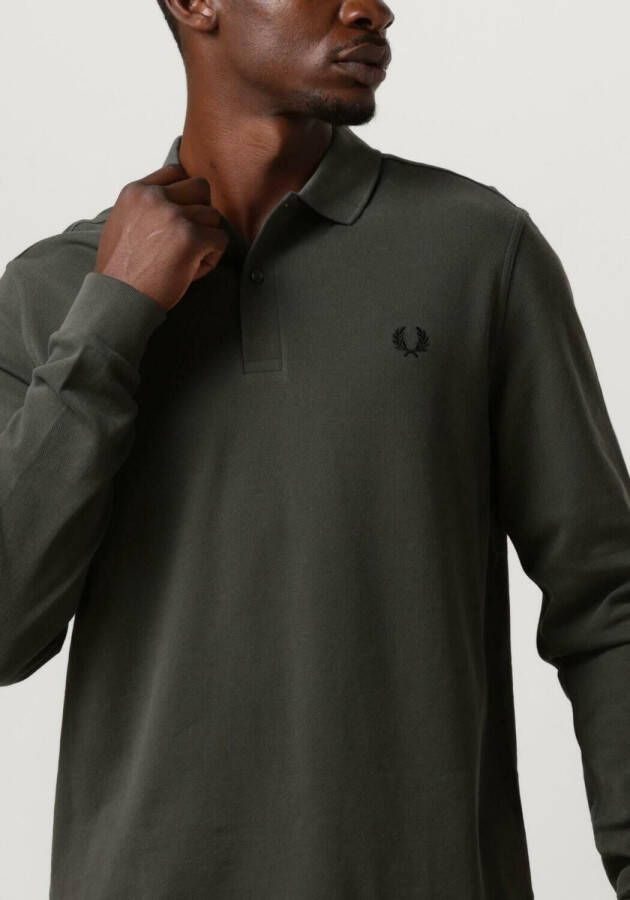 FRED PERRY Heren Polo's & T-shirts Long Sleeve Plain Shirt Olijf