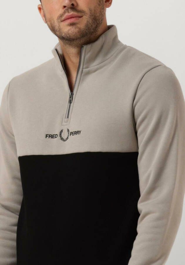 Fred Perry Zwarte Sweater Embroidered Half Zip Sweat