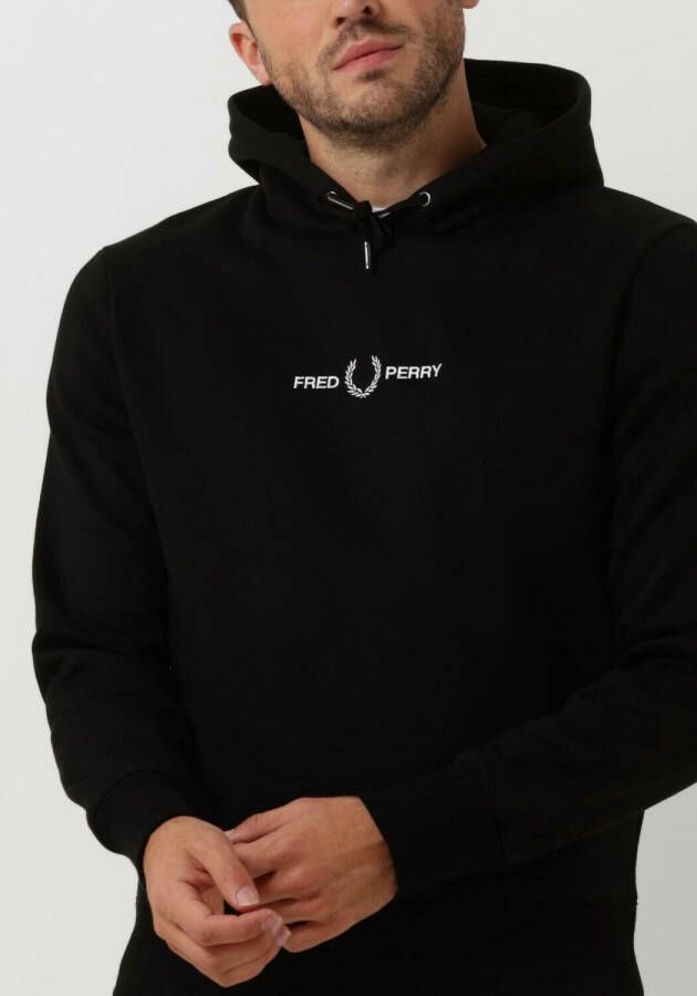 Fred Perry Zwarte Sweater Embroidered Hooded Sweatshirt