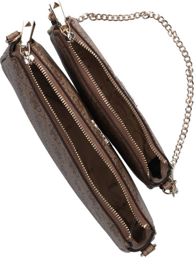 Guess Camel Schoudertas Noelle Dbl Pouch Crossbody