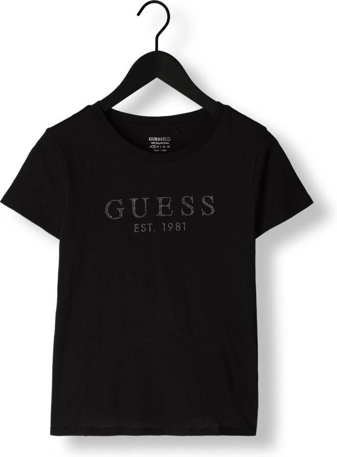 Guess Zwarte T-shirt Ss 1981 Crystal Easy Tee