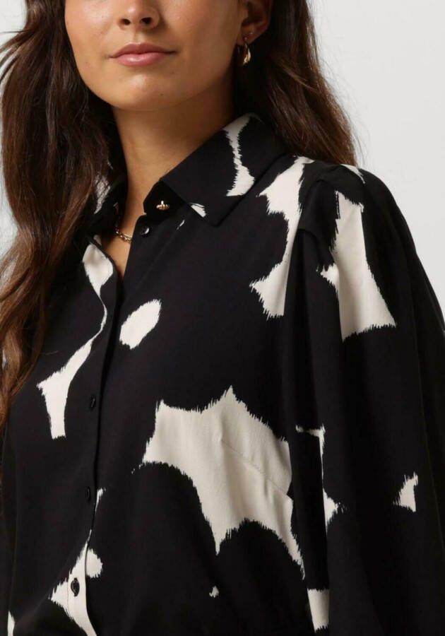 JANSEN AMSTERDAM Dames Blouses Wbp764 Blouse Print With Puffsleeves Gebroken Wit