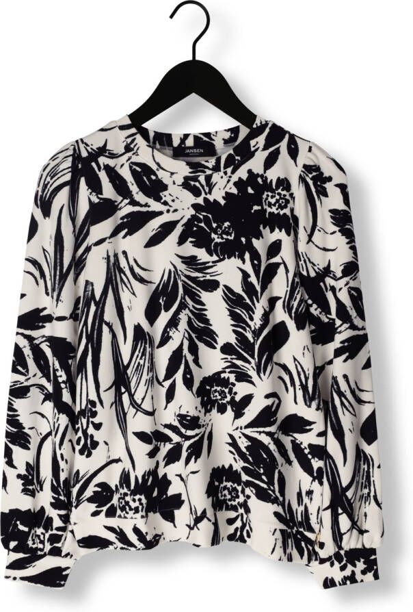 JANSEN AMSTERDAM Dames Tops & T-shirts Hvf198 Top Flower Print Gebroken Wit