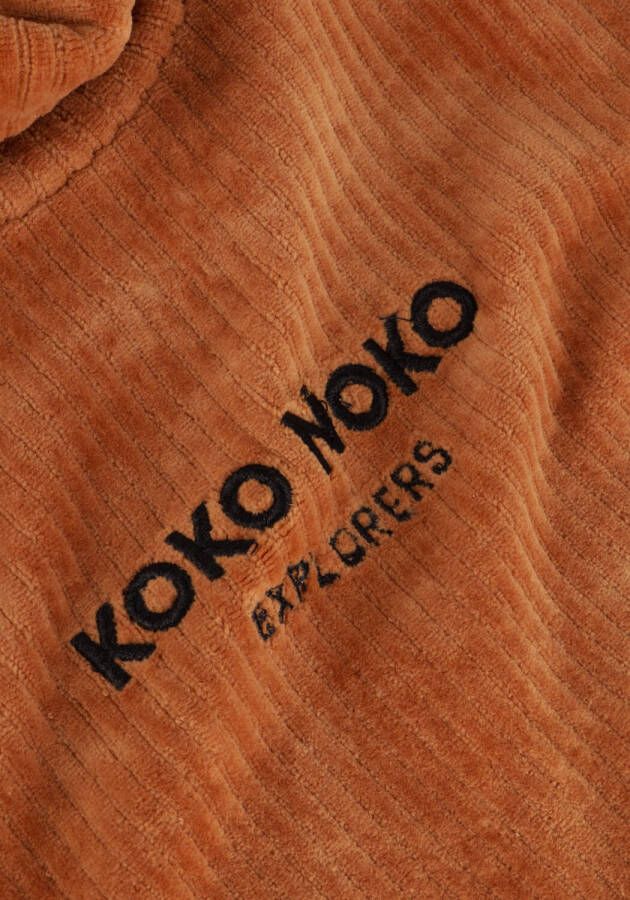 Koko Noko velours jurk met tekst camel Bruin Tekst 110 - Foto 2