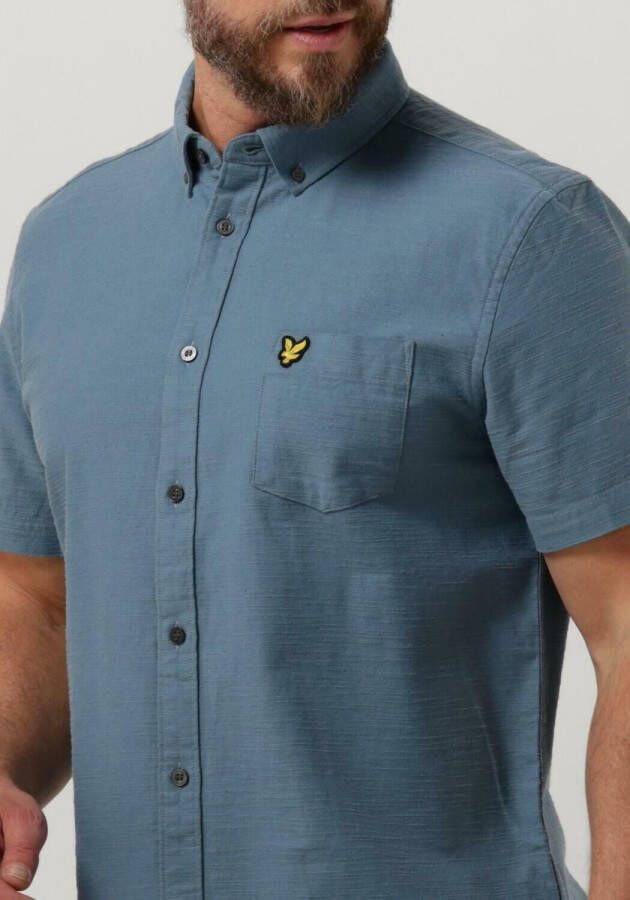 Lyle & Scott Lichtblauwe Casual Overhemd Cotton Slub Short Sleeve Shirt