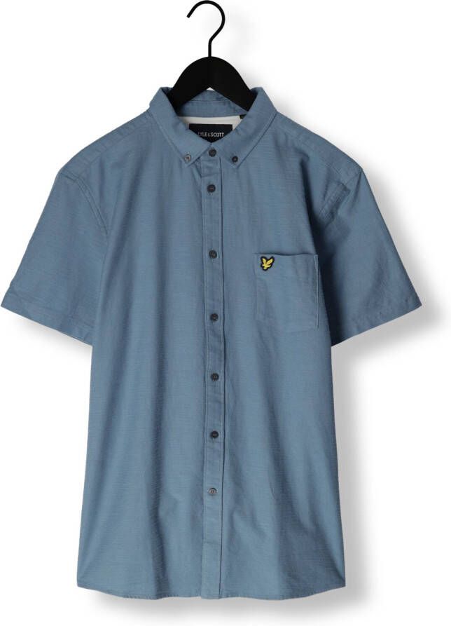 Lyle & Scott Lichtblauwe Casual Overhemd Cotton Slub Short Sleeve Shirt