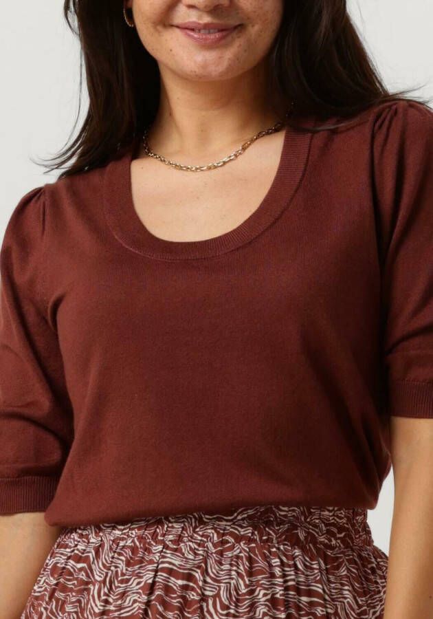 MINUS Dames Tops & T-shirts Pam Scoop Neck Half Sleeve Knit T-shirt Bruin