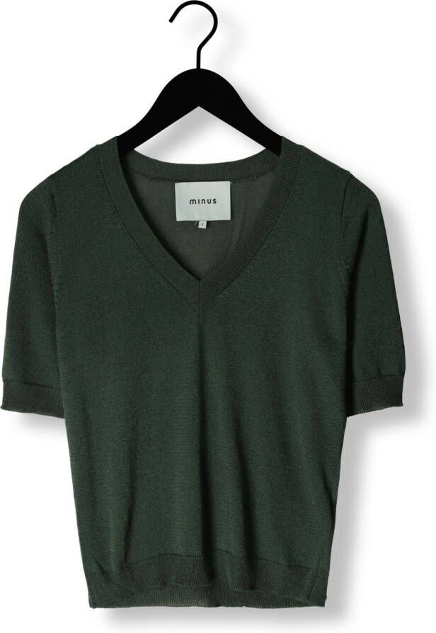 MINUS Dames Tops & T-shirts Milla Metallic V-neck Knit T-shirt Groen