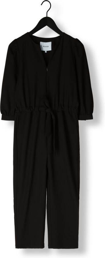 MINUS Dames Broeken Laia V-neck 3 4 Sleeve Jumpsuit Zwart