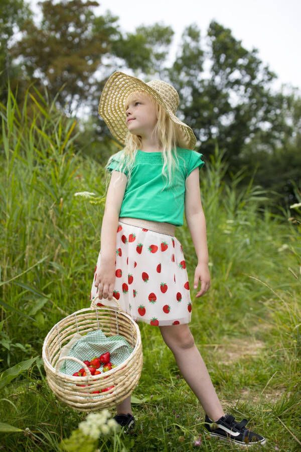 MOODSTREET Meisjes Rokken Triple Layer Tulle Skirt Strawberry Gebroken Wit