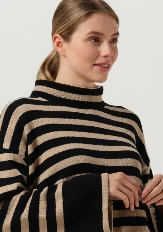 My Essential Wardrobe Zwarte Coltrui Sila Striped Knit Rollneck