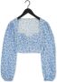 NA-KD Dames Blouses Organic Gathered Detail Long Sleeve Blouse Blauw - Thumbnail 2