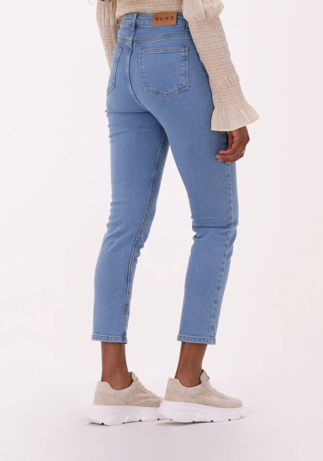 NA-KD Dames Jeans Button Up Skinny Jeans Blauw