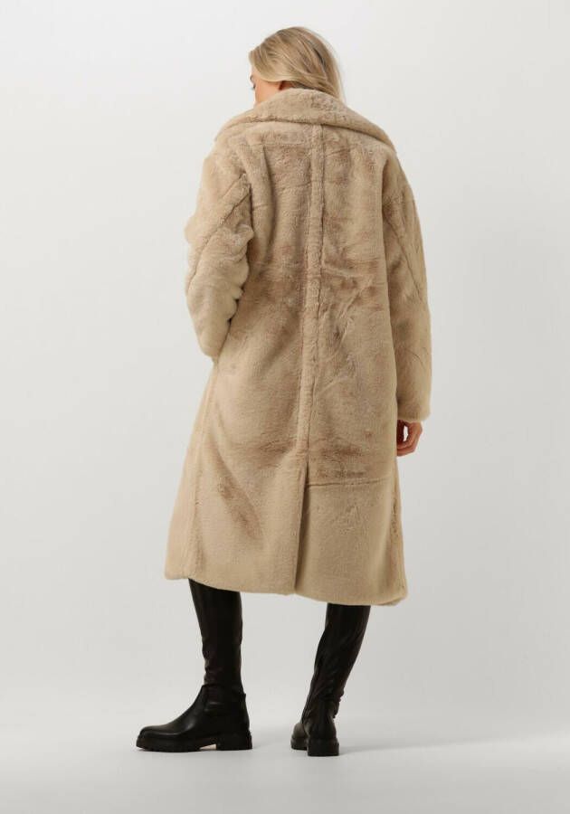 NOTRE-V Dames Jassen Fur Coat Long Ecru