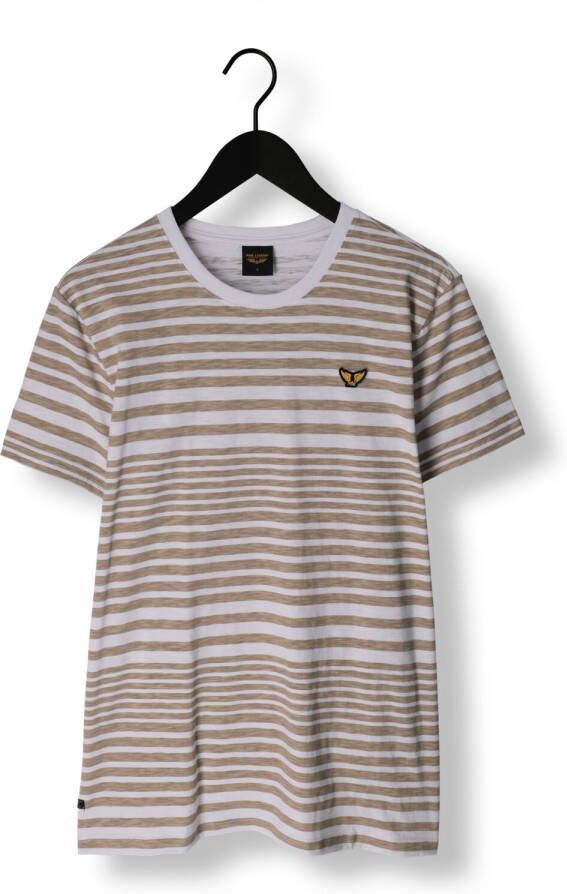 PME LEGEND Heren Polo's & T-shirts Short Sleeve R-neck Slub Jersey Printed Beige