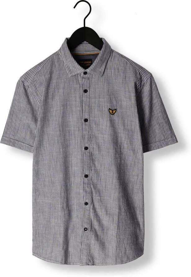 PME Legend Blauwe Casual Overhemd Short Sleeve Shirt Yarn Dyed Stripe