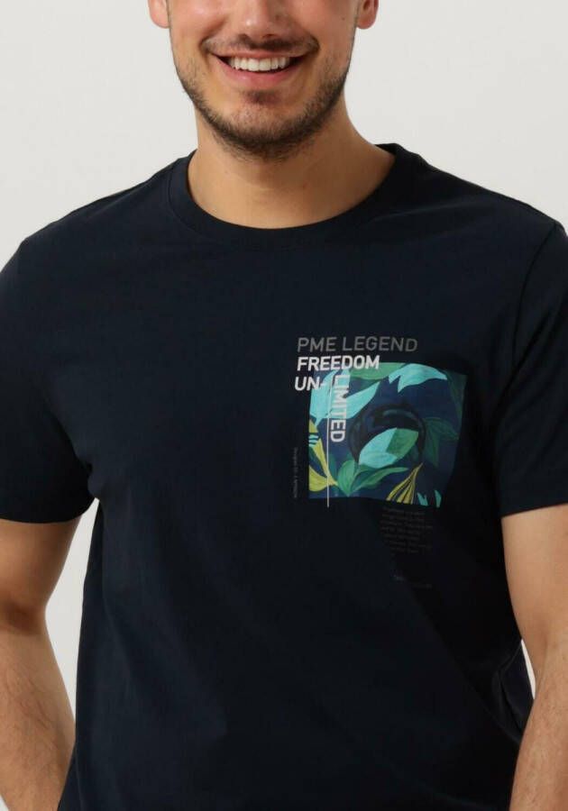 PME Legend Blauwe T-shirt Short Sleeve R-neck Single Jersey