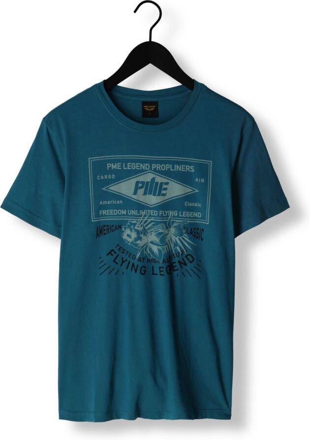 PME Legend Blauwe T-shirt Short Sleeve R-neck Single Jersey Lw Play