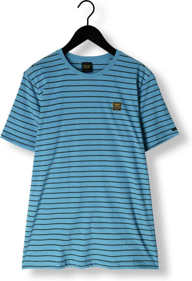 PME Legend Blauwe T-shirt Short Sleeve R-neck Yd Melange Striped Jersey
