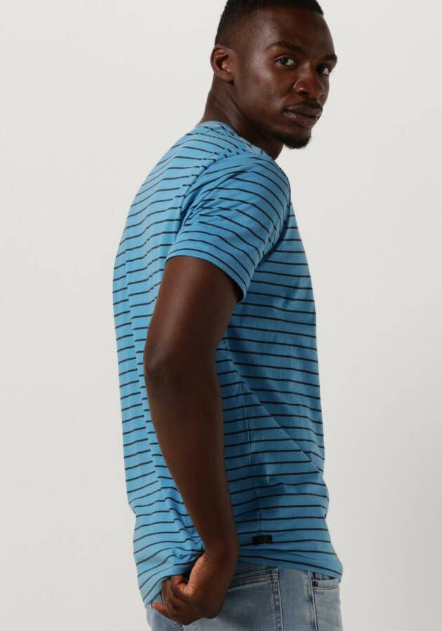 PME Legend Blauwe T-shirt Short Sleeve R-neck Yd Melange Striped Jersey