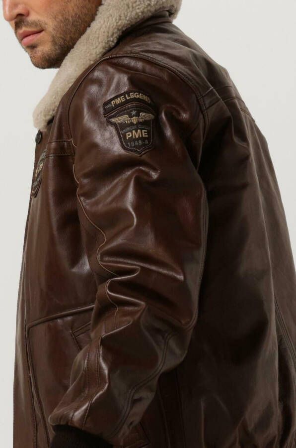 PME Legend Bruine Leren Jas Bomber Jacket Hudson Buff Leather