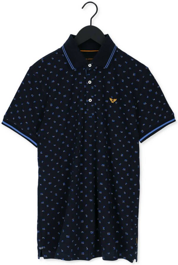 PME Legend Donkerblauwe Polo Short Sleeve Polo Fine Pique All Over Print