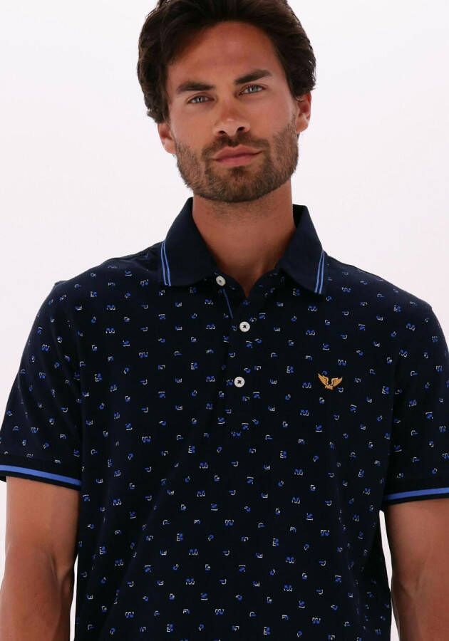 PME Legend Donkerblauwe Polo Short Sleeve Polo Fine Pique All Over Print