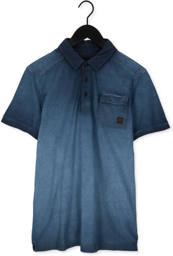 PME Legend Donkerblauwe Polo Short Sleeve Polo Light Pique Cold Dye