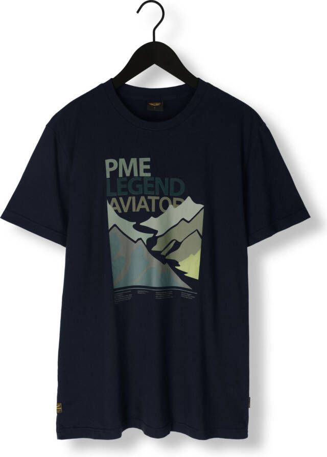 PME Legend Donkerblauwe T-shirt Short Sleeve R-neck Single Jersey