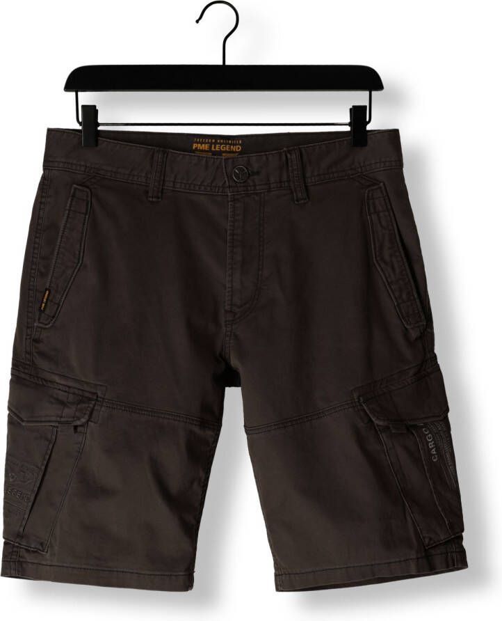 PME Legend Donkergrijze Korte Broek Cargo Shorts Stretch Broken Twill