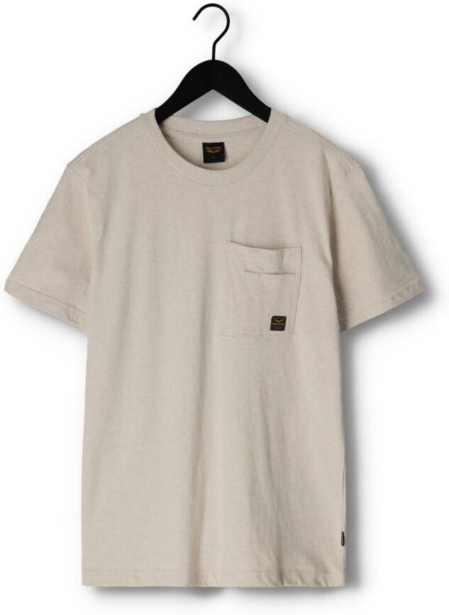 PME Legend Gebroken Wit T-shirt Short Sleeve R-neck Open End Melange Jersey