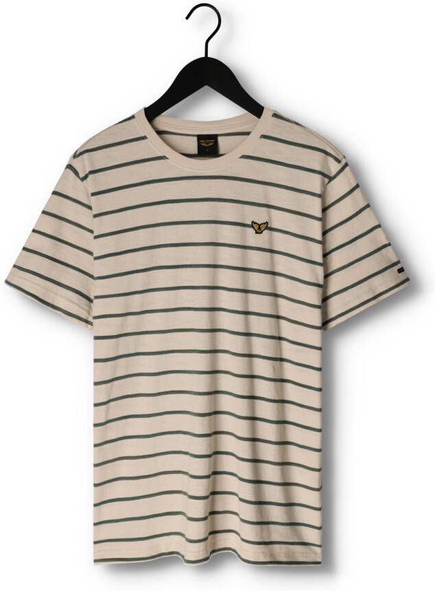 PME Legend Gebroken Wit T-shirt Short Sleeve R-neck Space Yd Striped Jersey