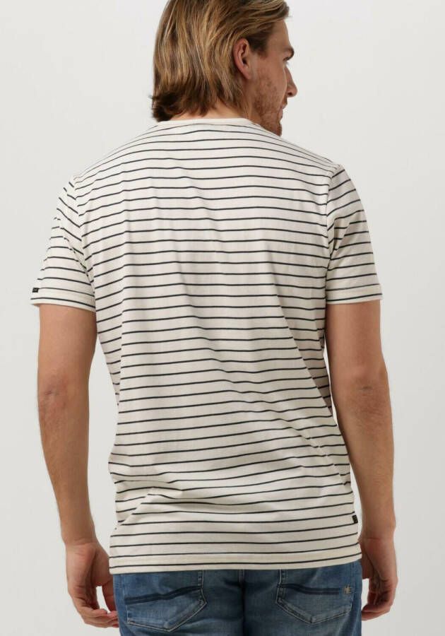 PME Legend Gebroken Wit T-shirt Short Sleeve R-neck Yd Melange Striped Jersey