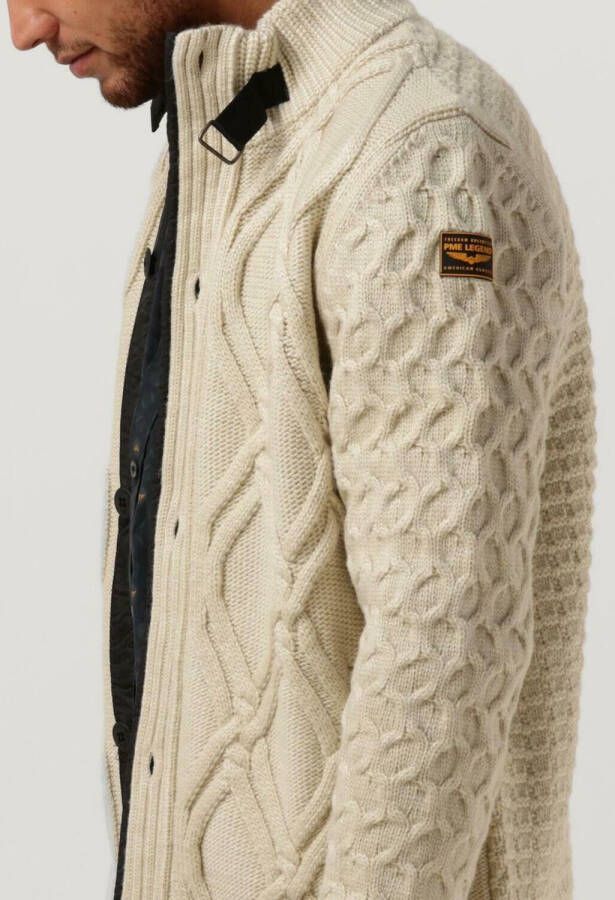 PME Legend Gebroken Wit Vest Zip Jacket Heavy Knit Mixed Yarn