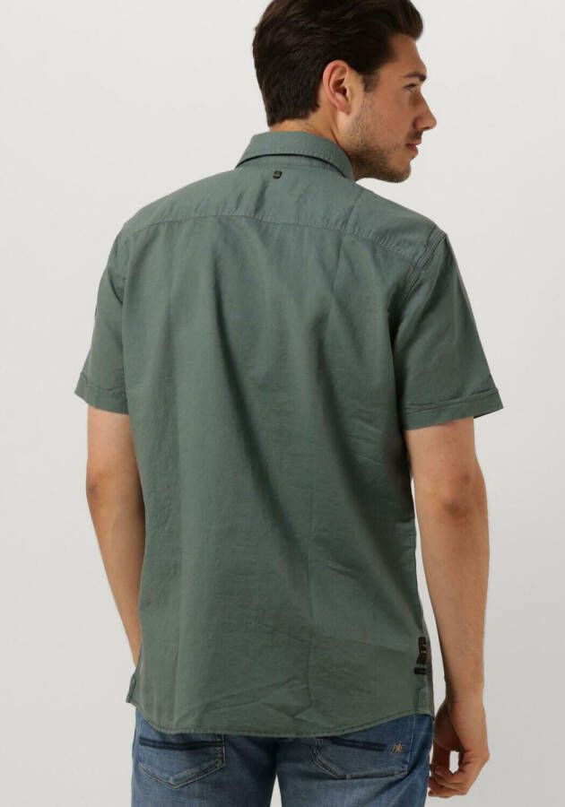 PME LEGEND Heren Overhemden Short Sleeve Shirt Ctn Linen Cargo Walker Groen