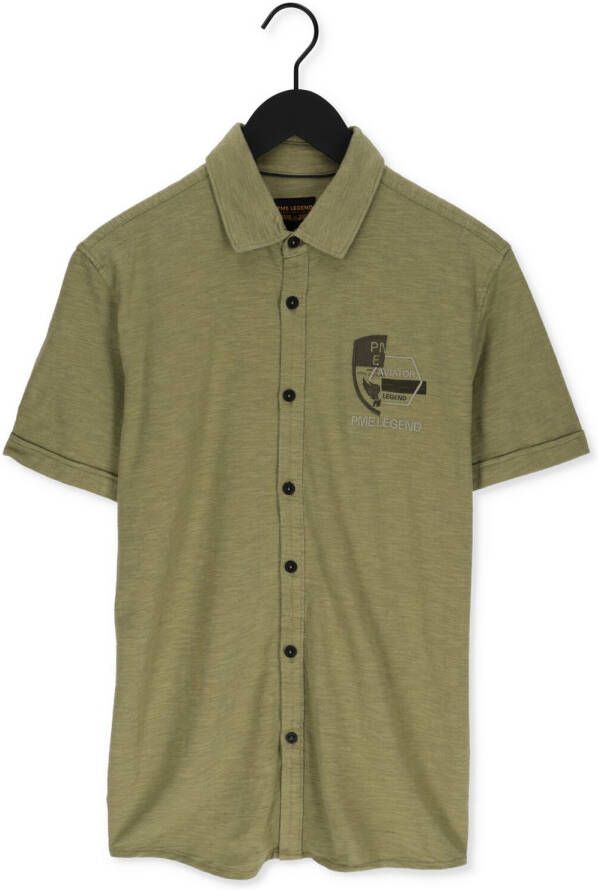 PME Legend Groene Casual Overhemd Short Sleeve Shirt Jersey Garment Dye